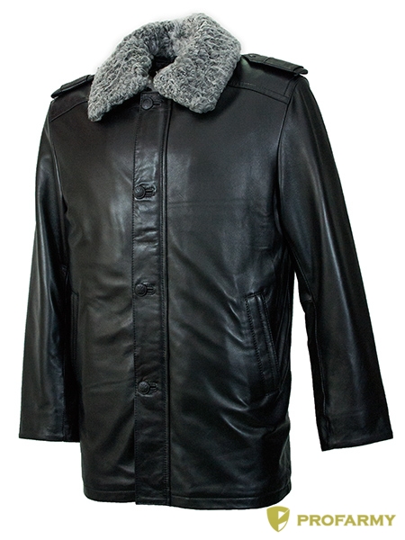 Куртка кожаная френч для сотрудников Органов Внутренних дел ворот каракуль. Куртка кожаная зимняя